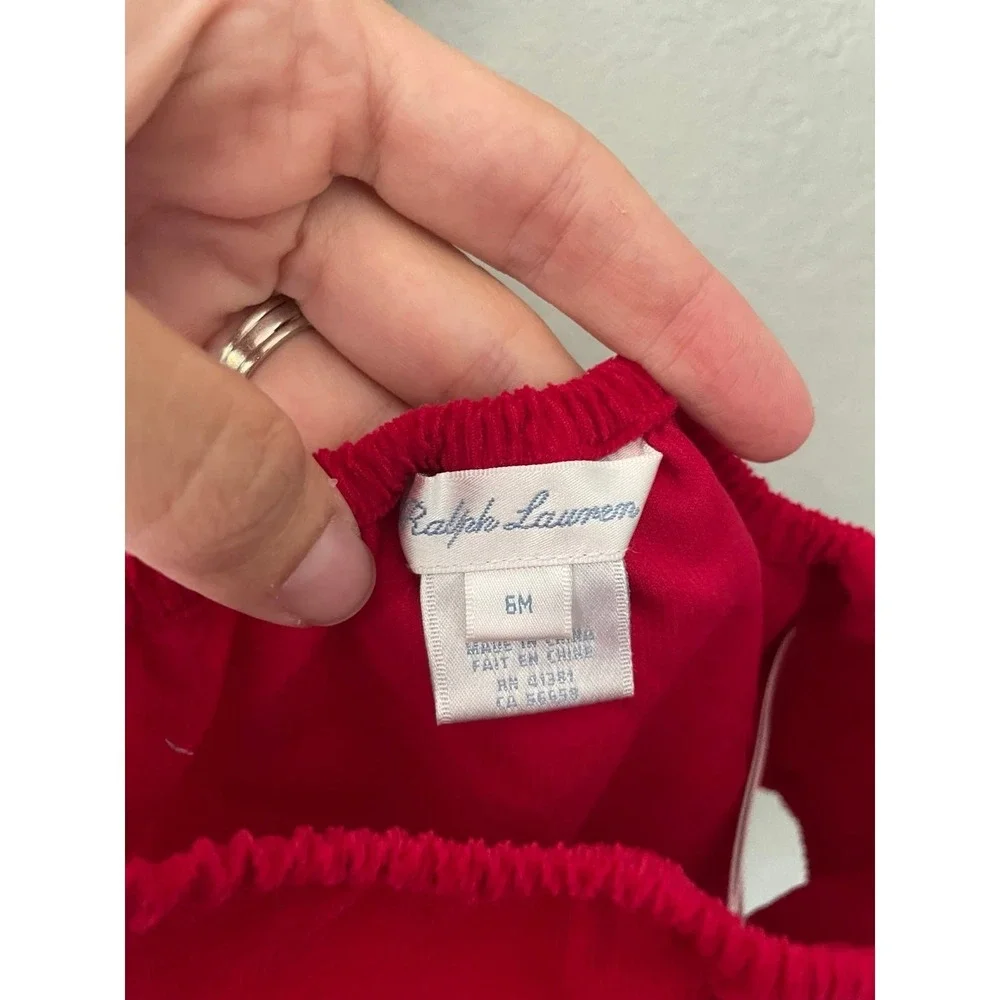 Ralph Lauren Girls 6 Month Red Corduroy Collared‎ Dress Holiday Christmas